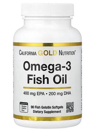 Риб’ячий жир омега-3 california gold nutrition omega-3 fish oil 90 капсул із риб’ячого желатину
