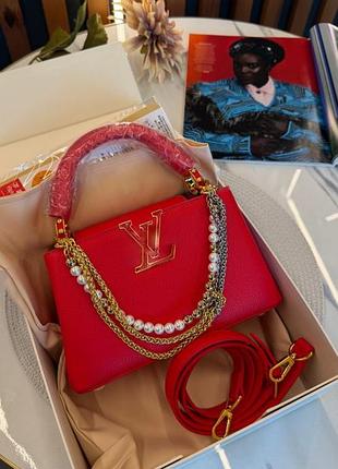 Сумка vuitton capucines east-west mini premium red