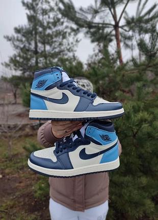 Nike air jordan 1 retro high patent blue toe