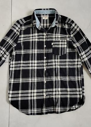 Сорочка жіноча чорна в клітинку levis boyfriend fit m блузка levi strauss