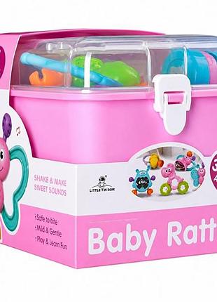 Набор детских погремушек "baby rattle" 3172(pink) в наборе 5 штук