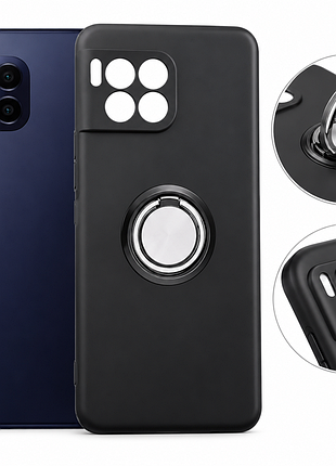 Защитный чехол для t-mobile revvl 7 pro 5g с кольцом держателем и подставкой black