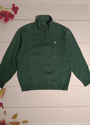 Зеленый премиальный зип 1/3 кофта свитер мужской polo ralph lauren (оригинал)