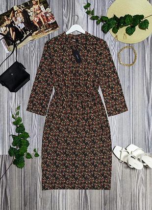 Чорна трикотажна міді сукня у квітковий принт vero moda #4666