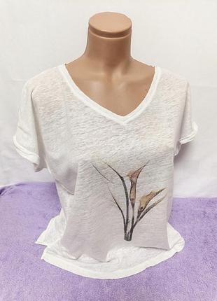 Футболка женская лен оверсайз