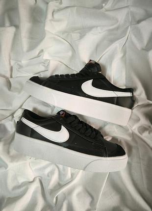 Nike blazer low platform black white premium