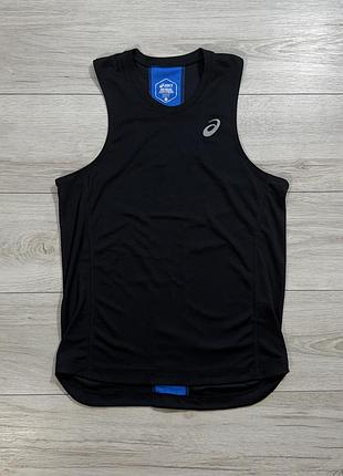 Черная спортивная беговая майка ассикс asics silver singlet, s, оригинал