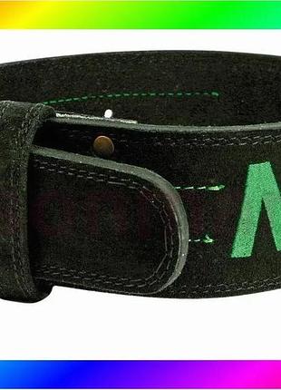 Bs пояс для тяжелой best mix атлетики madmax mfb-301 suede single prong кожаный black/green xxl bas77/n