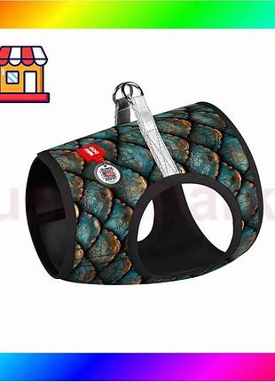 Bs шлея для собак best mix мягкая waudog clothes c qr адресником, рисунок "чешуя", xs2, в 28-31 см, с bas77/n