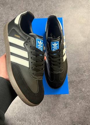 Кроссовки adidas samba black white 3