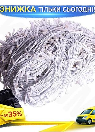 Ku гірлянда різдвяна фея universal fit вулична 100 м 1000 led білий провід для декору будинку та саду uni2l_k