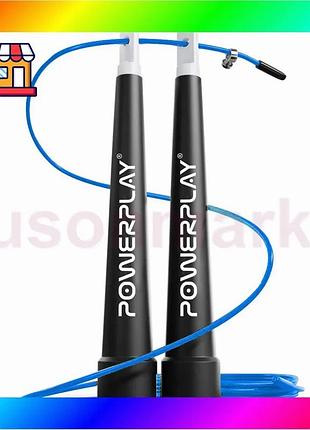 Bs скакалка скоростная powerplay best mix 4202 ultra speed rope синяя (2,9m.) bas77/n