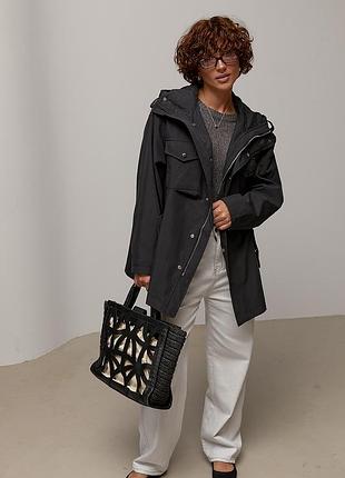 Подовжена вітровка-парка з капюшоном 2