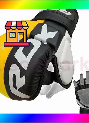 Bs рукавиці для мма best mix (греплінгові рукавички) rdx t6 plus rex yellow xl bas77/n