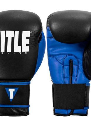 Bs боксерские перчатки title best mix boxing dynamic strike black/blue 12 oz (бинты 4м. в комплекте) bas77/n 6