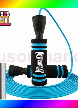 Bs скакалка скоростная powerplay best mix 4212 x rope с утяжелителем черно/синяя (120г*2) 3м. bas77/n
