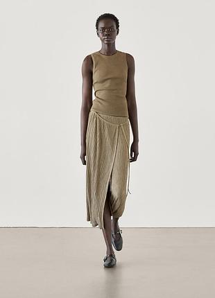 Юбка миди с эффектом плиссе на запах massimo dutti