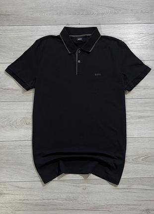 Преміальна чорна футболка поло хуго босс hugo boss passenger black polo, факт l, оригінал
