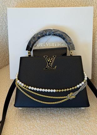 Чорна сумка з перлами louis vuitton capucines east-west medium