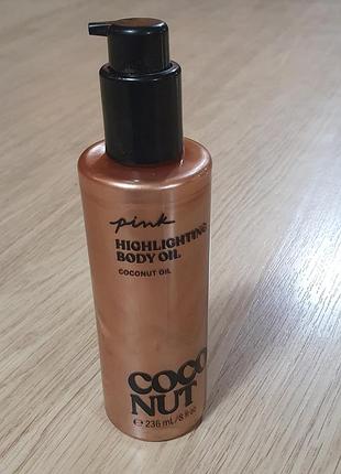 Бронзатор victoria's secret pink highlighting body oil coconut (236 ml)