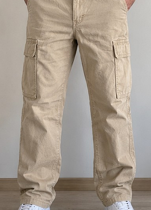 Мужские брюки карго denim co бежевые w30 l32 100% хлопок