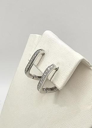 Сережки серебряные с фианитом "темза" 2,71 г