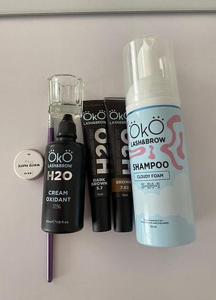Профессиональный набор для окрашивания бровей oko lash &amp; brow (краска, оксид, шампунь)