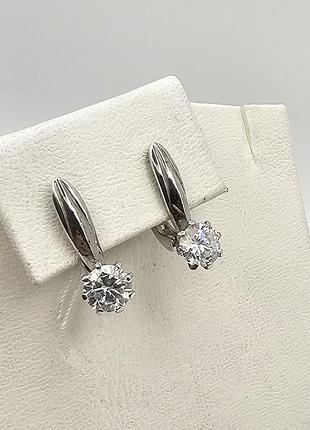 Сережки серебряные с фианитом "крокус" 3,39 г