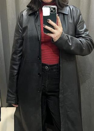 Шкіряний плащ унісекс new look, еко шкіра, чорний