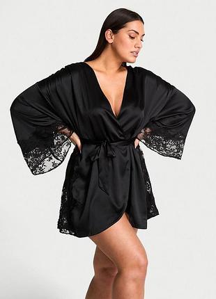 Халат сатиновий з мереживом victoria’s secret оригінал