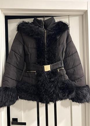 Коротка куртка пуховик зі штучного хутра river island