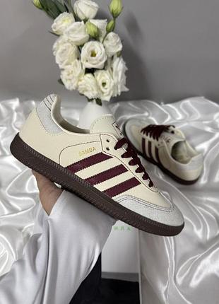 Adidas samba beige maroon 2