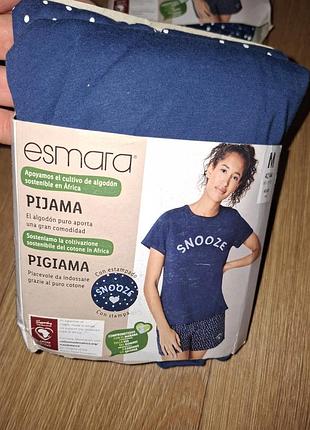 Новая пижама женская шорты футболка м 48-50 esmara хлопок 100% синяя