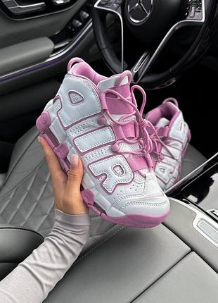 😍 жіночі кросівки nike uptempo white rush fuschsia