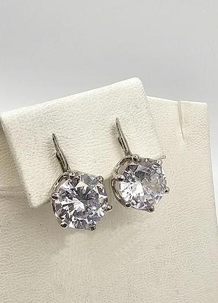 Сережки серебряные с фианитом "амалия" 5,46 г