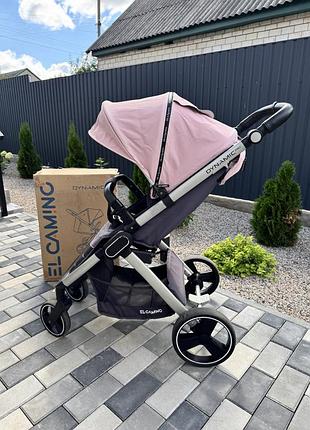 Коляска el camino dynamic pro рожевого кольору. у комплекті чохол для ніжок, москітна сітка та дощовик
