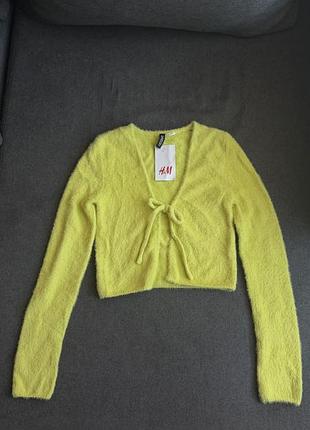 Пухнастий кроп-кардиган h&m 4