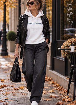 Женское худи без рукавов raw denim белое oversize sport luxe