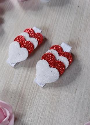 2 заколки с сердечками для девочки 4
