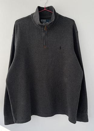 Чоловічий темно-сірий светр polo ralph lauren на блискавці 1/4 (1/4 zip / half zip) розмір l