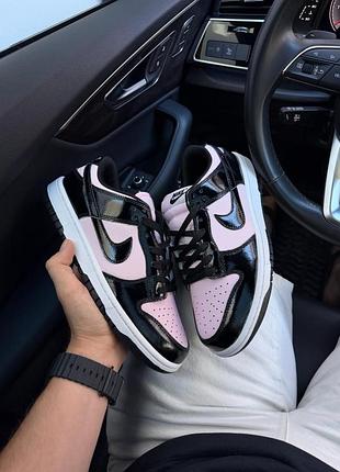 Кроссовки женские nike dunk low pink/black patent