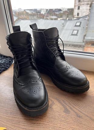 Броги чоловічі inspector’s high від te.shoes, шкіра з вовняним тонким підкладом, розмір 44 (устілка 29, згідно з сайтом)