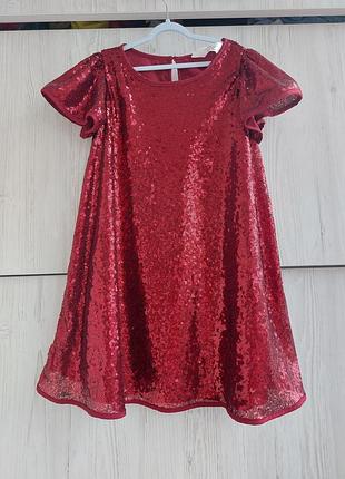 Ошатна сукня з паєтками h&m для дівчинки 5-6р(116см)