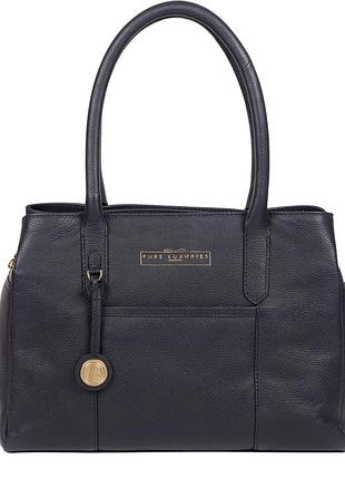 Темно-синя шкіряна сумка pure luxuries «chatham»