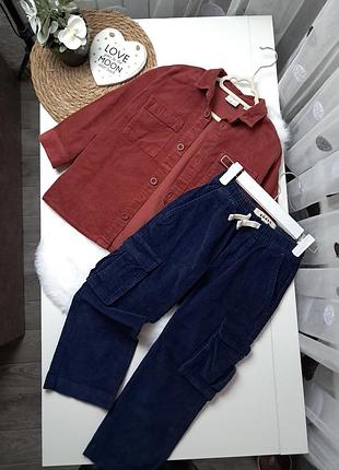 Сборный вельветовый набор костюм рубашка брюки от zara mini boden 4-5 лет (104-110)