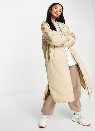 Нове стебане довге пальто-бомбер vero moda (оверсайз) / пальто куртка ромби розмір s