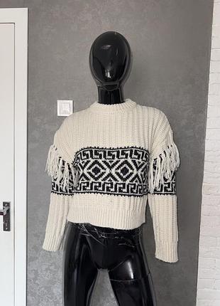 Кофта з бахромою джемпер в етностилі h&m, xs