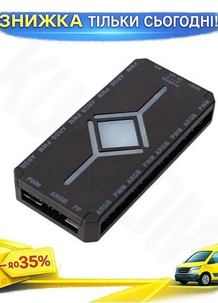Ku хаб-контроллер для вентиляторов universal fit и подсветки gtl 8x4-pin pwm 8x3-pin argb с пультом ду uni2l_k