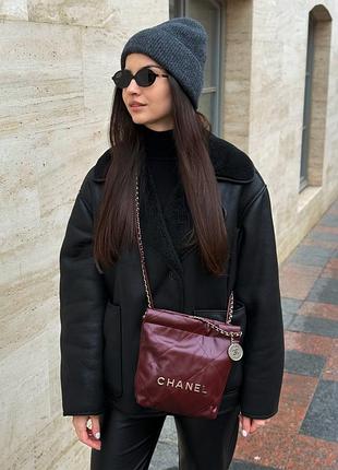 Бордова сумка мішечок chanel