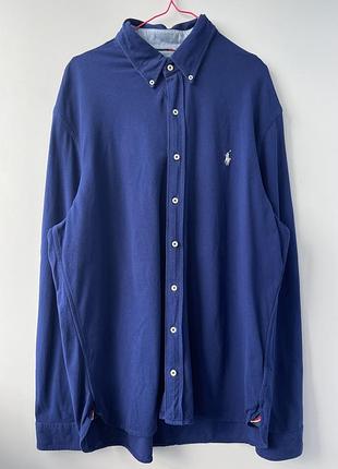 Чоловіча трикотажна сорочка ralph lauren featherweight mesh (xl) / темно-синій лонгслів-сорочка rl